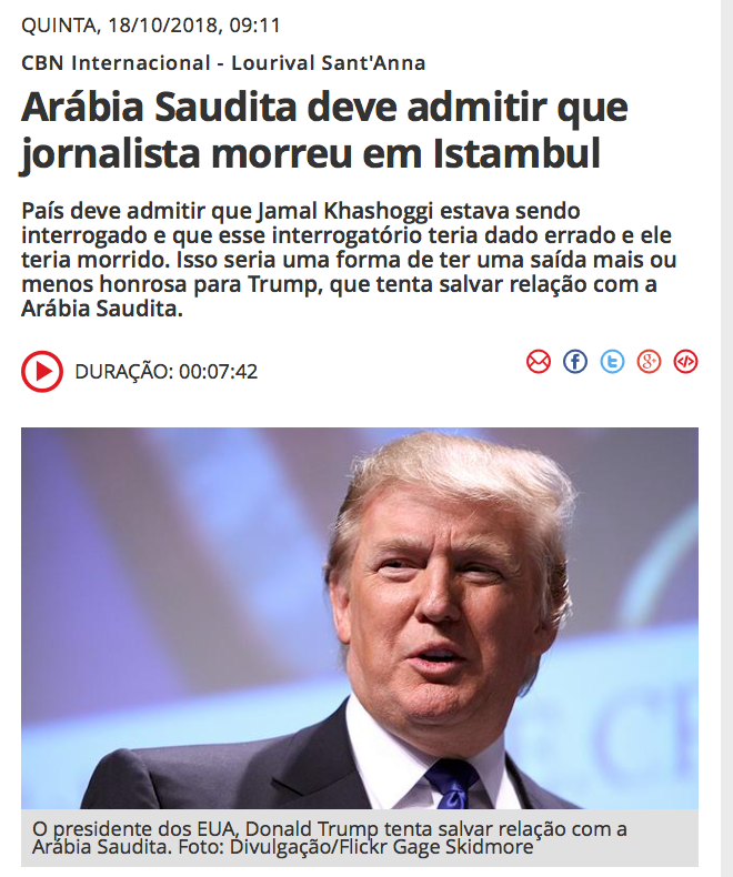 Trump busca saída honrosa para não romper com regime saudita