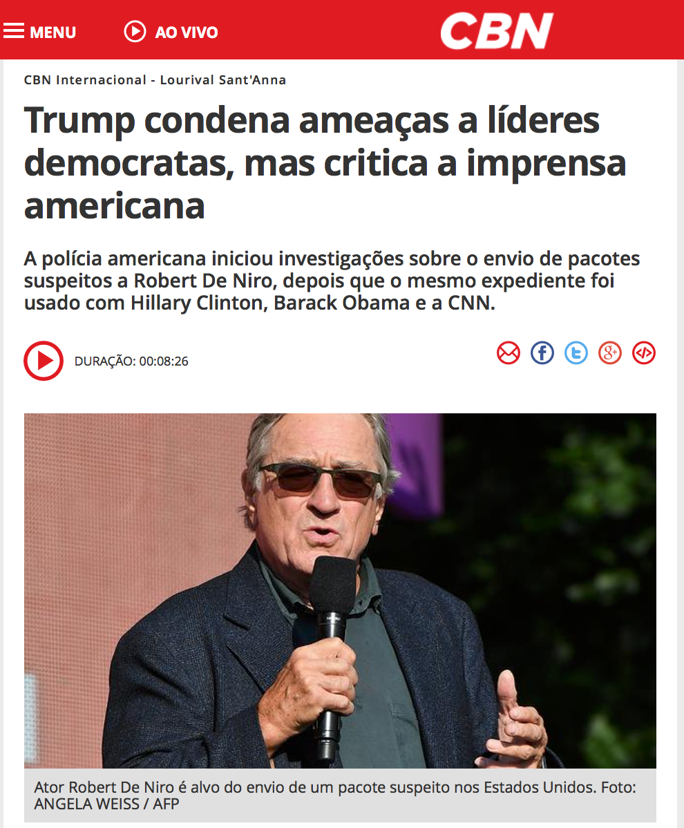 Trump condena ataques a líderes democratas mas culpa imprensa