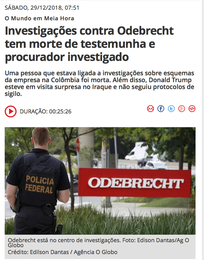 Investigações sobre Odebrecht têm morte de testemunha e procurador denunciado