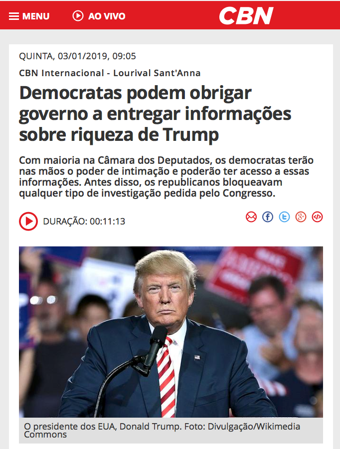 Democratas podem obrigar governo a entregar informações sobre riqueza de Trump