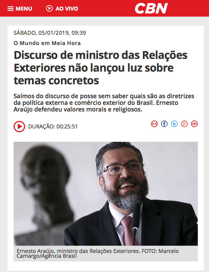 Discurso de ministro das Relações Exteriores não lançou luz sobre temas concretos