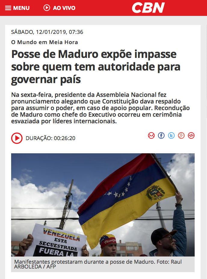 Maduro inicia mandato contestado dentro e fora da Venezuela