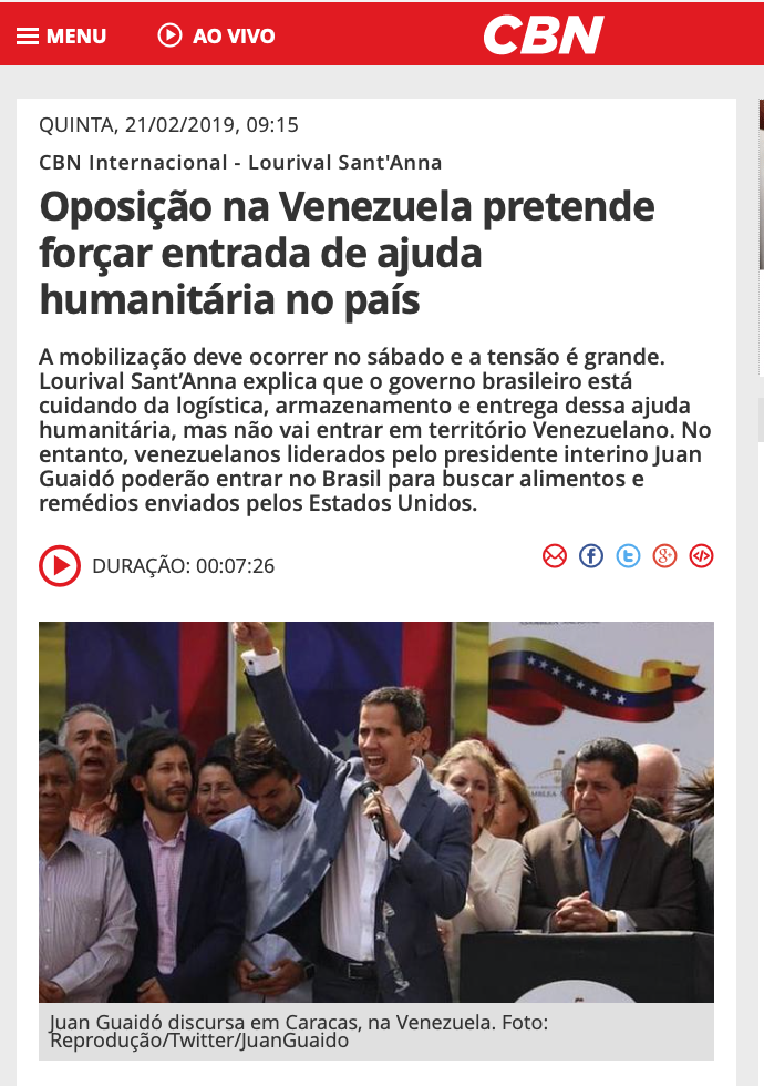 Oposição na Venezuela pretende forçar entrada de ajuda humanitária no país