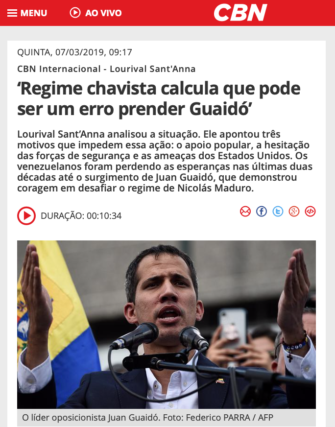 Regime chavista calcula que pode ser um erro prender Guaidó