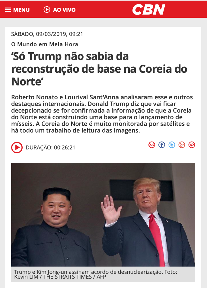 Reconstrução de base na Coreia do Norte decepciona Trump