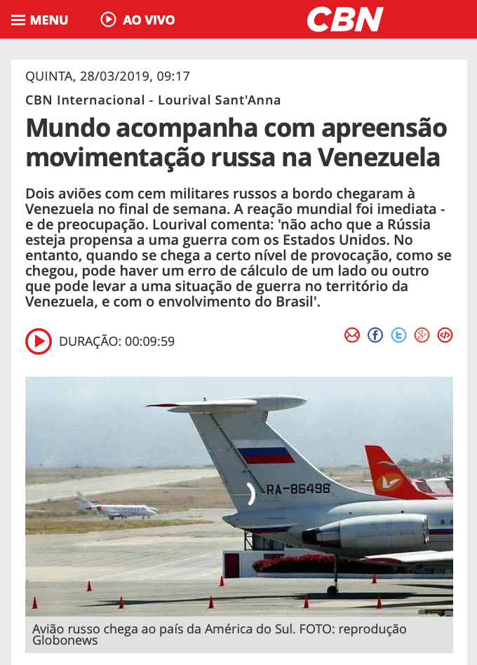 Presença militar russa eleva tensões em torno da Venezuela